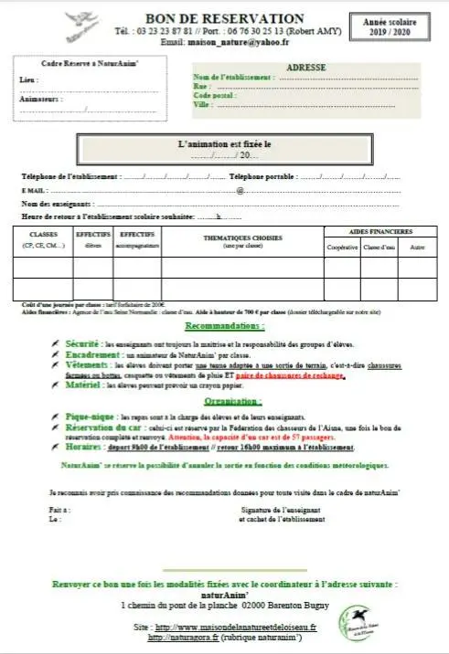 bon réservation